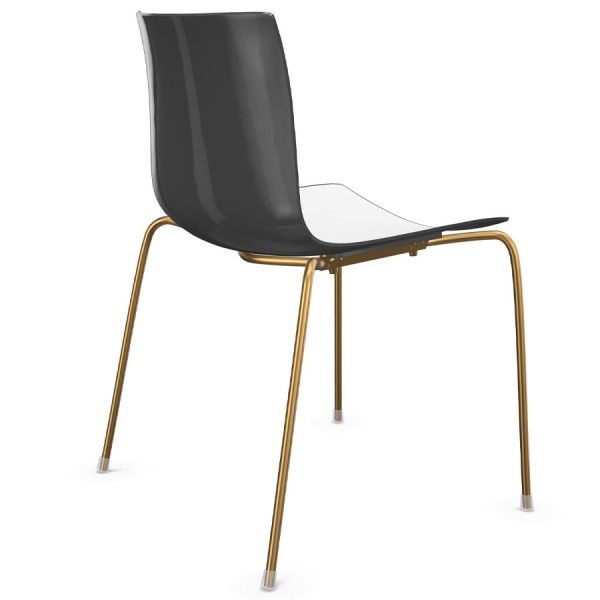 Arper Catifa 46 0251 bicolor - außen anthrazit, innen weiß - Gestell aus Messing - Rückansicht