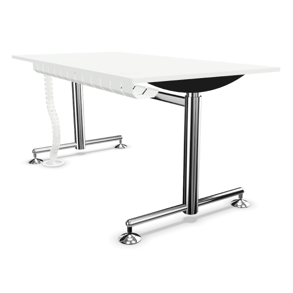 Bosse Modul Space M1-Tisch in Grasu mit Kabelkette von der Seite