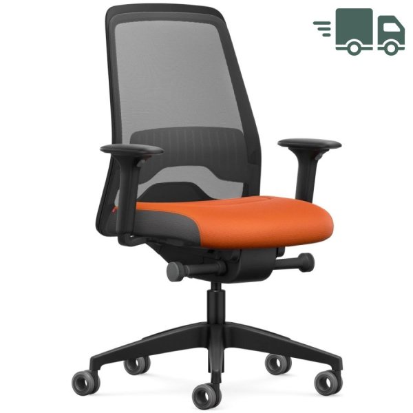 Interstuhl EVERY ACTIVE Edition Bürostuhl mit Netzrücken schwarz - Polster Manhattan orange - schnell geliefert