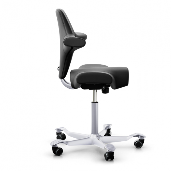 HAG Capisco 8106 Leder schwarz mit Gestell silbergrau
