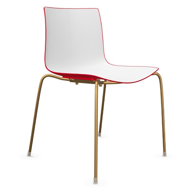 Arper CATIFA 46 0251 Vierfuß bicolor rot/weiß - Gestell aus Messing