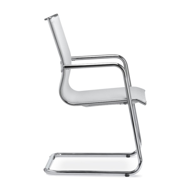 LD Seating Puto Freischwinger Netzbezug weiß von der Seite
