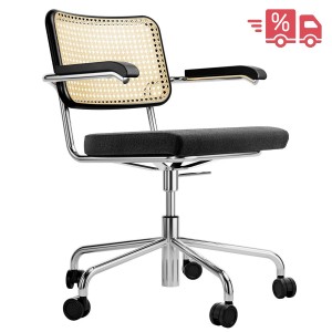 THONET Drehsessel S 64 VDR Atelier mit Armlehnen - Sitz gepolstert - Gestell verchromt THONET Drehsessel S 64 VDR Atelier mit Armlehnen - Sitz gepolstert - Gestell verchromt