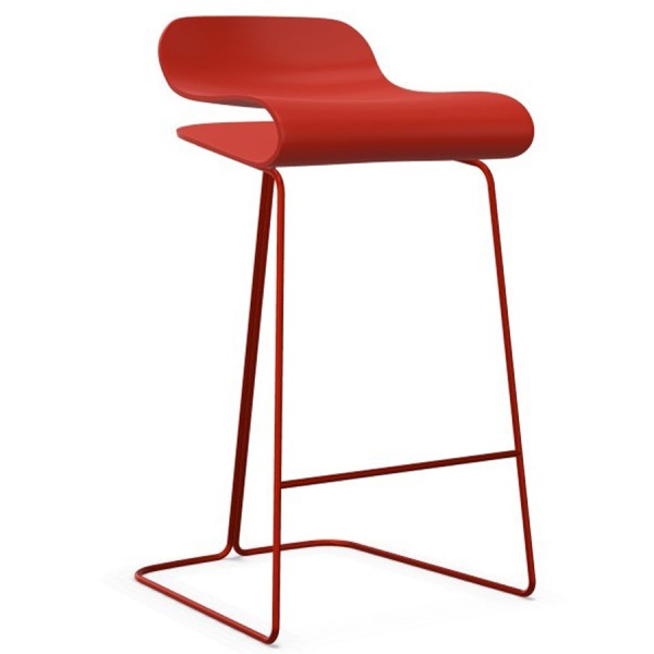 Kristalia BCN Barhocker mit Kufengestell korallenrot - Höhe 66 cm günstig online kaufen