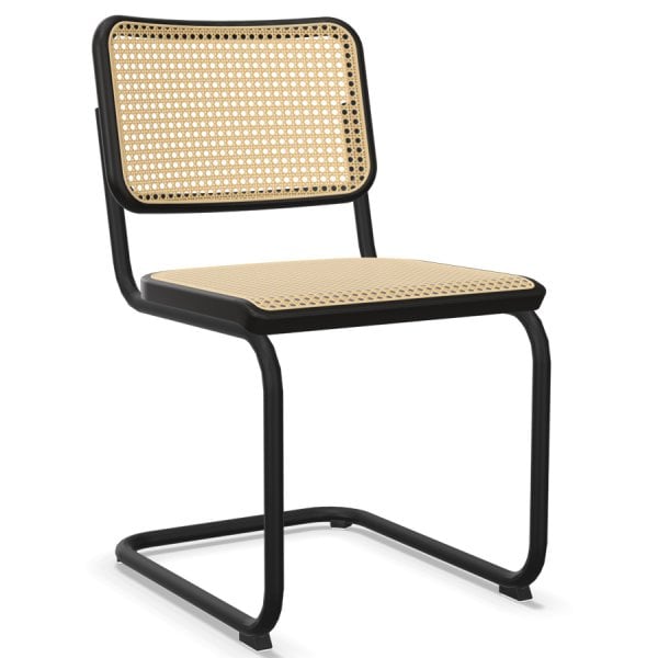 THONET Stahlrohr-Freischwinger S 32 V Buche gebeizt schwarz - Gestell schwarz