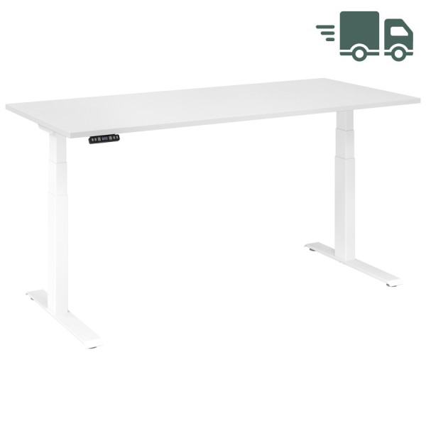 RWH RAPID elektrisch verstellbarer Schreibtisch - Tischplatte und Gestell weiß - 180x80 cm