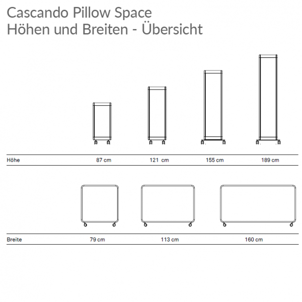 Cascando Pillow Space Höhen und Breiten
