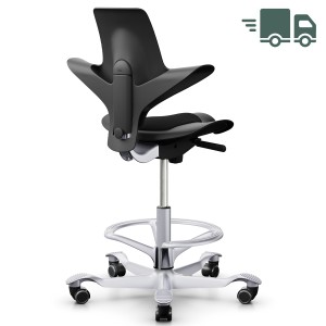 HAG Capisco 8010 Stehhilfe schwarz mit Fußring silber HAG Capisco 8010 Stehhilfe schwarz mit Fußring silber