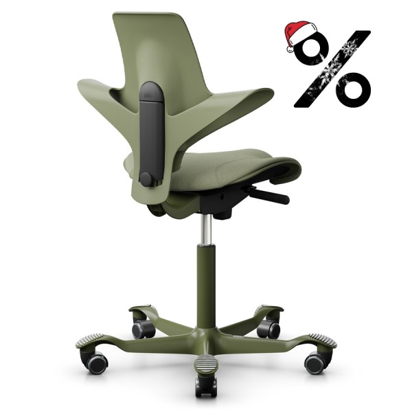 HAG Capisco Puls 8020 | Schale Moss | Bezug Capture Grün-Grau | Gestell Moss Grey | Rückseite