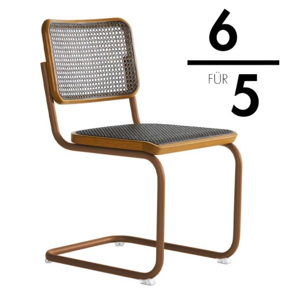 THONET S 32 V Dark Melange ocker | Stahlrohr-Freischwinger | Gestell ocker