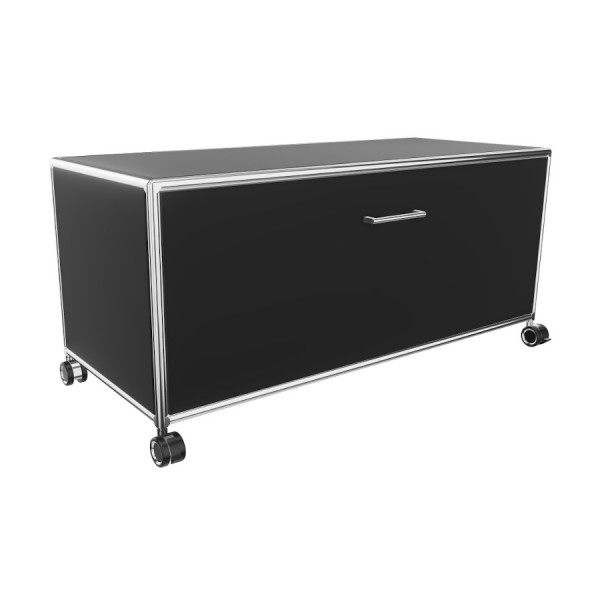 Bosse TV-Board 1 OH Breite 100 cm in Melamin Schwarz mit Klappe