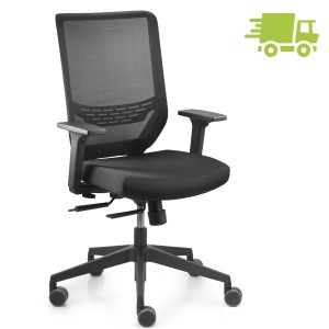 Trendoffice to-sync work mesh Drehstuhl in Schwarz - seitliche Frontansicht Trendoffice to-sync work mesh Drehstuhl in Schwarz - seitliche Frontansicht