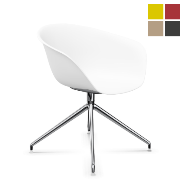 Arper Duna 02 weiße Schale Gestell Aluminium glänzend