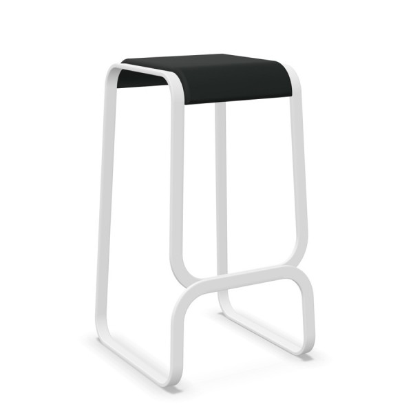 lapalma Continuum Barhocker weiss mit Sitz Leder schwarz