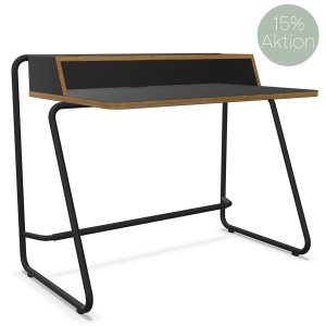 THONET Stahlrohr Schreibtisch S 1200 deep black - Kante Eiche geölt - Gestell schwarz THONET Stahlrohr Schreibtisch S 1200 deep black - Kante Eiche geölt - Gestell schwarz