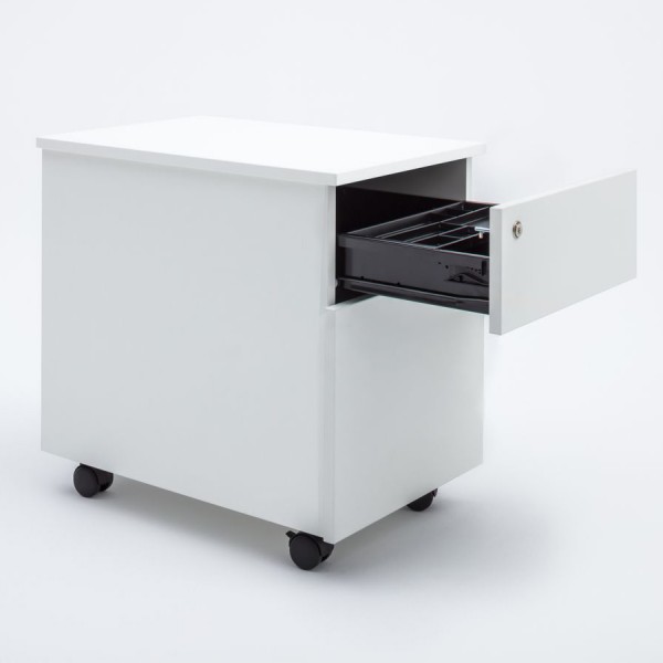 mdd Rollcontainer grifflos mit Schublade und Hängeregistratur - verschiedene Farben