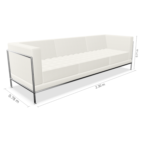 Bosse Modul Space Sofa in Leder Weiß Bemaßung