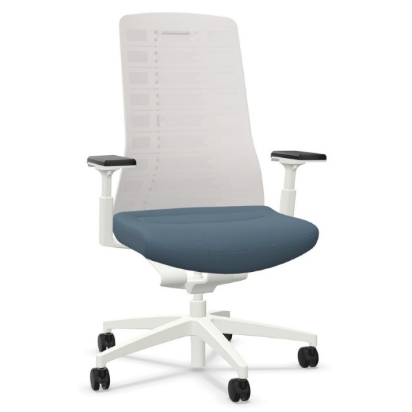 Interstuhl PUREis3 PU213 Bürostuhl weiß mit Netzrücken Farbe blaugrau 3D-Armlehnen