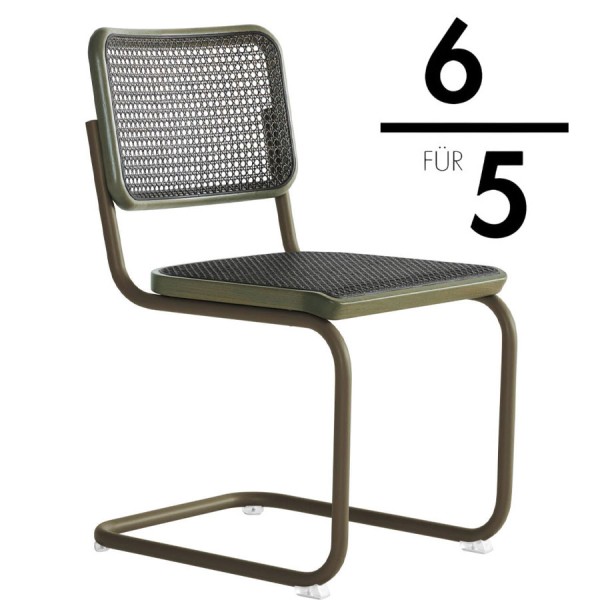 THONET S 32 V Dark Melange graugrün | Stahlrohr-Freischwinger | Gestell graugrün