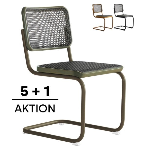 THONET S 32 V | Dark Melange Konfigurator | Stahlrohr-Freischwinger | Gestell verchromt