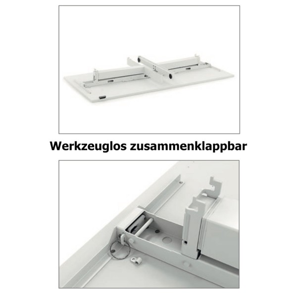 EASY GO elektrisch höhenverstellbarer Schreibtisch - werkzeuglos zusammenklappbar