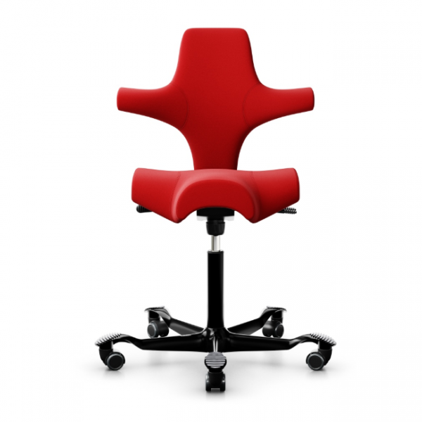 HAG Capisco 8106 Bürostuhl mit Stoff Xtreme rot und Gestell Alu schwarz