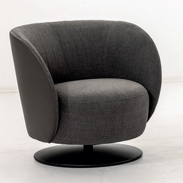 W. Schillig Einzelsessel Eleganza mit Metallfüßen - außen Leder schwarz - innen Stoff black-white