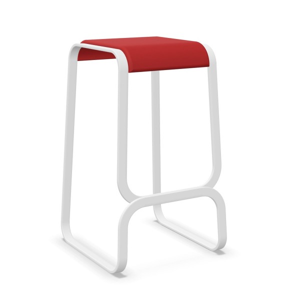 lapalma Continuum Barhocker weiss mit Sitz Leder rot