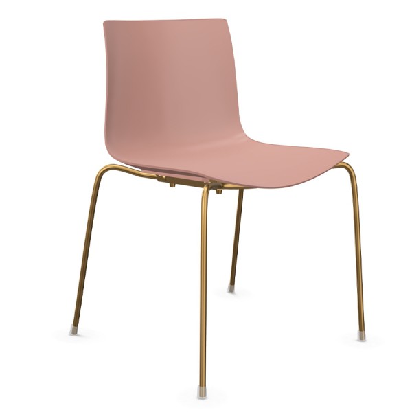 Arper Catifa 46 0251 einfarbig blassrosa - Gestell aus Messing - Frontansicht
