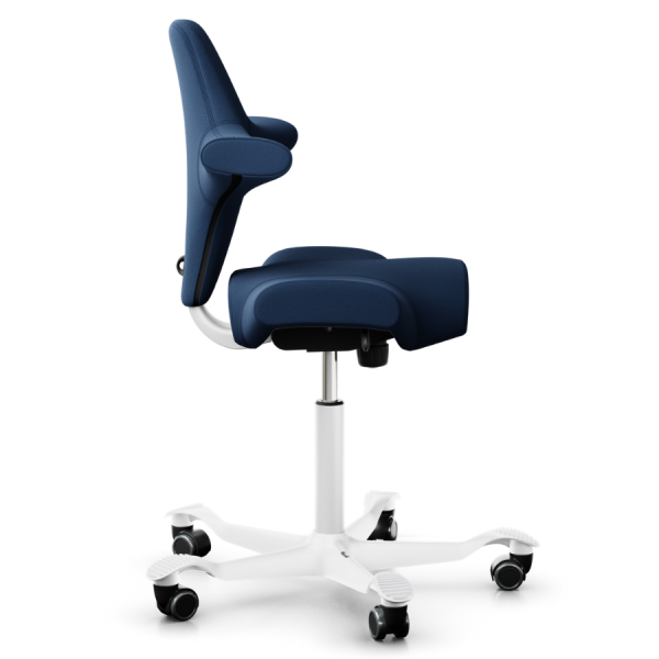 HAG CAPISCO 8106 Stoff Xtreme blau mit Sattelsitz 200 mm Gasfeder Gestell weiß