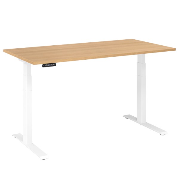 RWH RAPID Schreibtisch elektrisch verstellbar - Tischplatte Eiche - Gestell weiß - 160x60