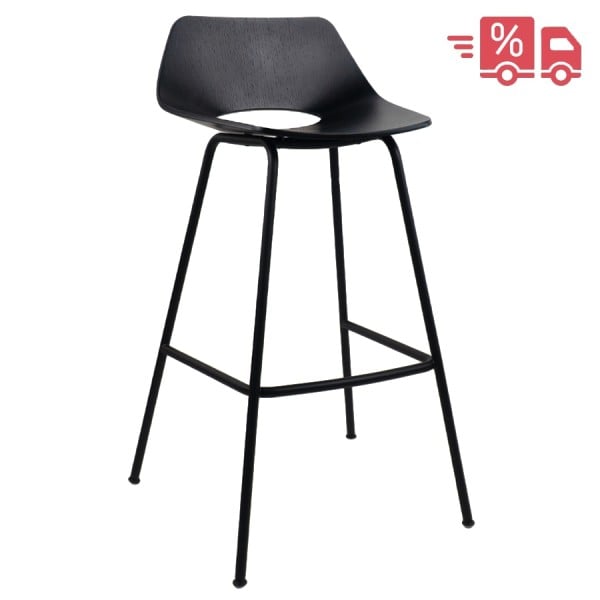 THONET S 661 H Stahlrohrhocker Edelholz schwarz - Gestell schwarz matt