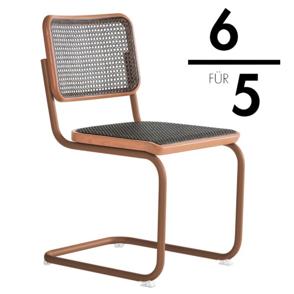 THONET S 32 V Dark Melange altrose | Stahlrohr-Freischwinger | Gestell altrosa