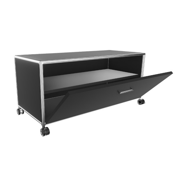 Bosse TV-Board 1 OH Breite 100 cm in Melamin Schwarz mit Klappe offen