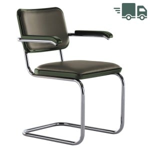 JS. THONET S 64 P SERIOUS 03 | Buche grün Hochglanzlack | Stahlrohr-Freischwinger mit Armlehnen JS. THONET S 64 P SERIOUS 03 | Buche grün Hochglanzlack | Stahlrohr-Freischwinger mit Armlehnen
