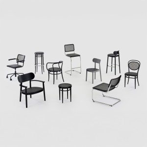 Vorschau: THONET Drehsessel S 64 VDR Dark Melange mit Armlehnen | Rohrgeflecht-Sitz | Gestell schwarz Vorschau: THONET Drehsessel S 64 VDR Dark Melange mit Armlehnen | Rohrgeflecht-Sitz | Gestell schwarz