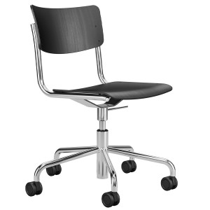 THONET Drehsessel S 43 DR schwarz - Gestell verchromt THONET Drehsessel S 43 DR schwarz - Gestell verchromt