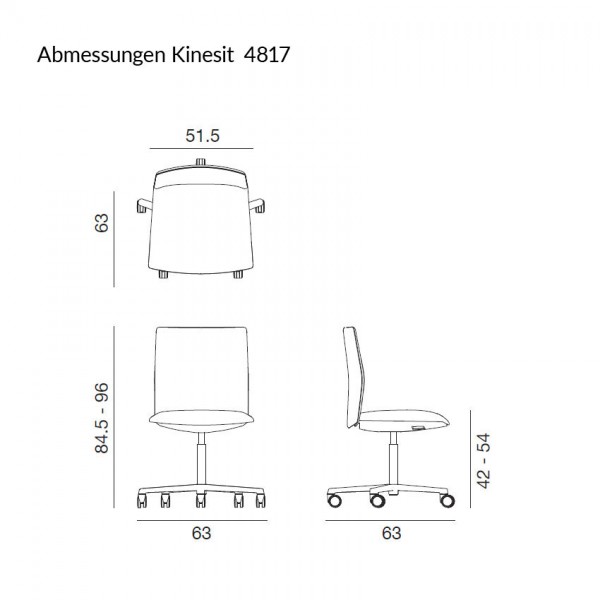 Arper KINESIT 4852 Bürostuhl niedrige Rückenlehne