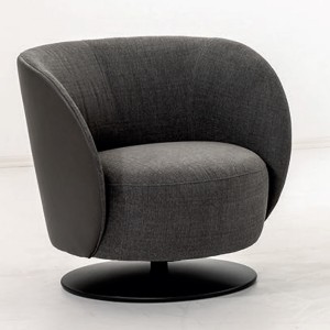W. Schillig Einzelsessel Eleganza mit Metallfüßen - außen Leder schwarz - innen Stoff black-white W. Schillig Einzelsessel Eleganza mit Metallfüßen - außen Leder schwarz - innen Stoff black-white