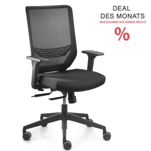 Trendoffice to-sync work mesh Drehstuhl in Schwarz - seitliche Frontansicht Trendoffice to-sync work mesh Drehstuhl in Schwarz - seitliche Frontansicht