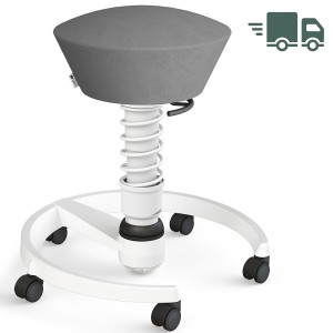 Aeris Swopper Mikrofaser Comfort grau mit Rollen - Gestell weiß - Standardfeder Aeris Swopper Mikrofaser Comfort grau mit Rollen - Gestell weiß - Standardfeder