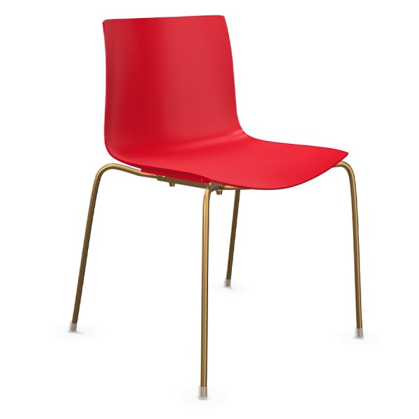 Arper Catifa 46 0251 einfarbig rot - Gestell aus Messing - Frontansicht