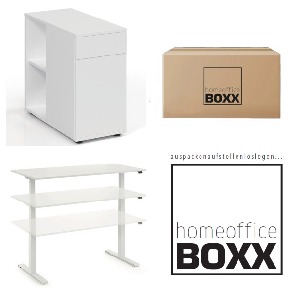 FM Homeoffice BOXX 2.1 - EASY GO Schreibtisch + STAND BY - Standcontainer