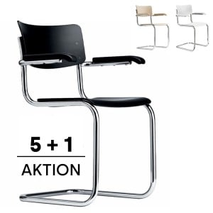 THONET S 43 F mit Armlehnen | Konfigurator | Stahlrohr-Freischwinger | Gestell verchromt THONET S 43 F mit Armlehnen | Konfigurator | Stahlrohr-Freischwinger | Gestell verchromt