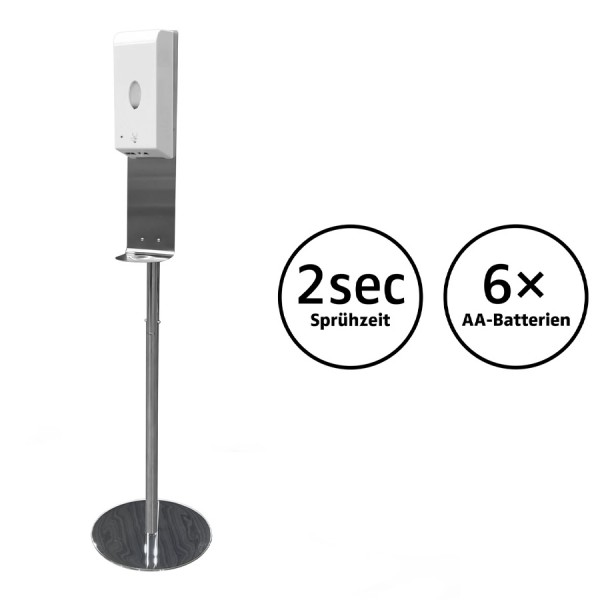Desinfektionsspender mit Standfuß und Sensor inkl. hygienischer Auffangschale