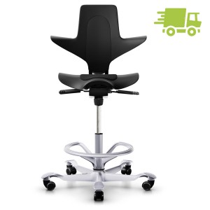 HAG Capisco 8010 Stehhilfe schwarz mit Fußring silber HAG Capisco 8010 Stehhilfe schwarz mit Fußring silber