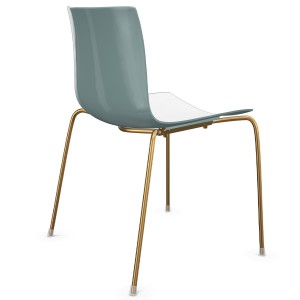 Arper Catifa 46 0251 bicolor - außen petrol, innen weiß - Gestell aus Messing - Rückansicht Arper Catifa 46 0251 bicolor - außen petrol, innen weiß - Gestell aus Messing - Rückansicht