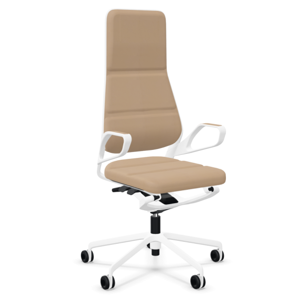 König + Neurath AURAY Konferenzstuhl High Back Leder taupe weiß