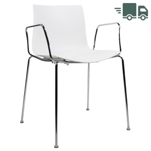 Arper Catifa 46 0251 Vierfuß monocolor weiß mit Armlehnen | Front Arper Catifa 46 0251 Vierfuß monocolor weiß mit Armlehnen | Front