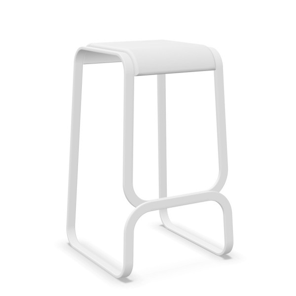 lapalma Continuum Barhocker weiss mit Sitz mit Leder weiss